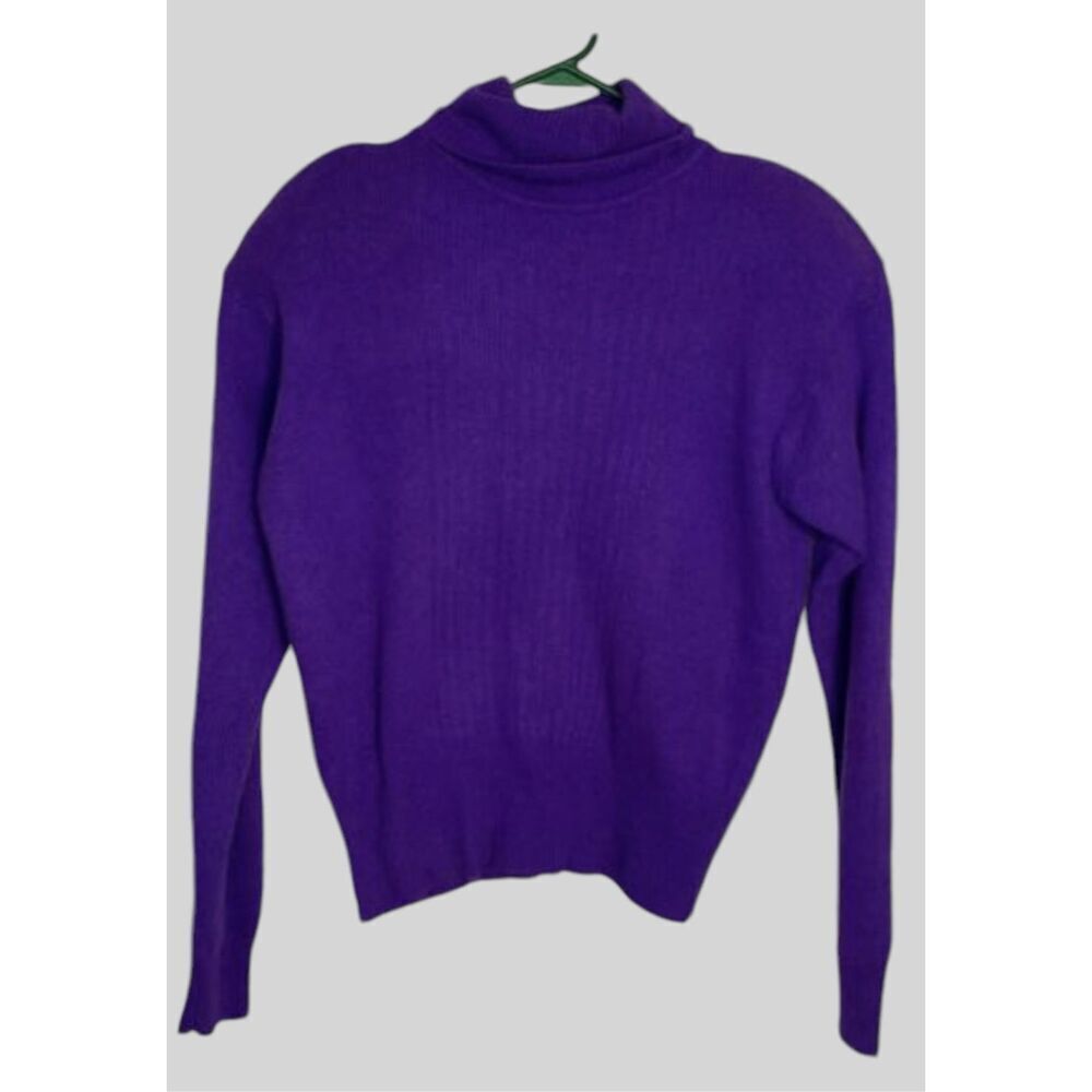 Carson Pirie Scott Vtg Womens Sweater L‎ Lambswool Angora Purple Turtleneck Y2K